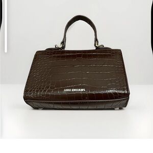 Like Dreams Faux Crocodile Satchel Handbag Burgundy Color.